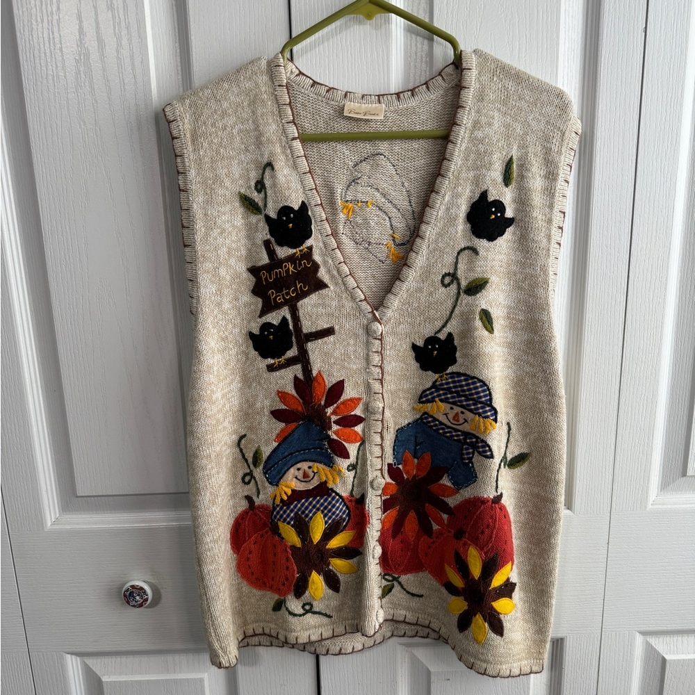 Bobbie Brooks Beige Vest with Colorful Embroidery